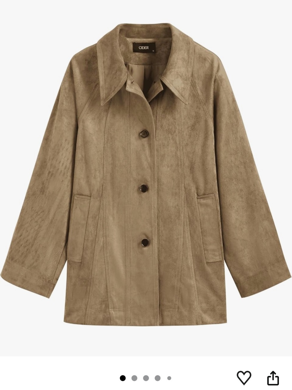 Tan Suede Button-Front Jacket - Picture 8 of 9